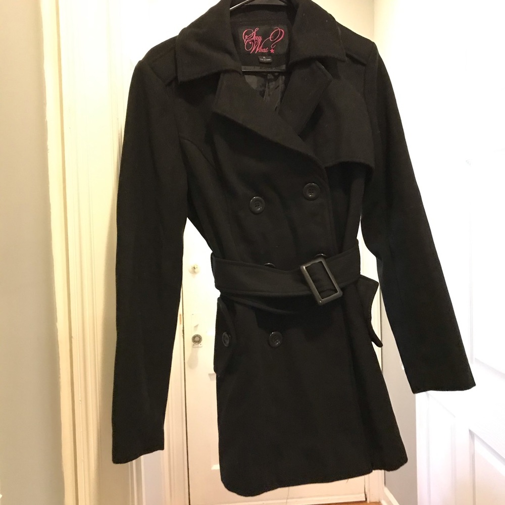 Black Say What? Trench coat